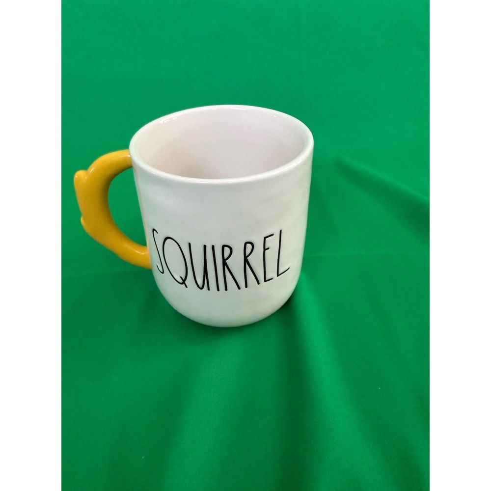 Rae Dunn Disney Pixar Up Dug Squirrel Coffee Mug Yellow Tail Handle Ceramic